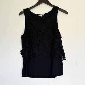 ELLA MOSS Black Tank Sleeveless Lace Overlay Small